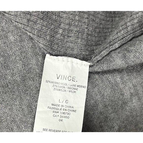 Vince Merino Wool Blend Cardigan Waterfall Open Front Sweater Gray Size Large - Picture 6 of 6